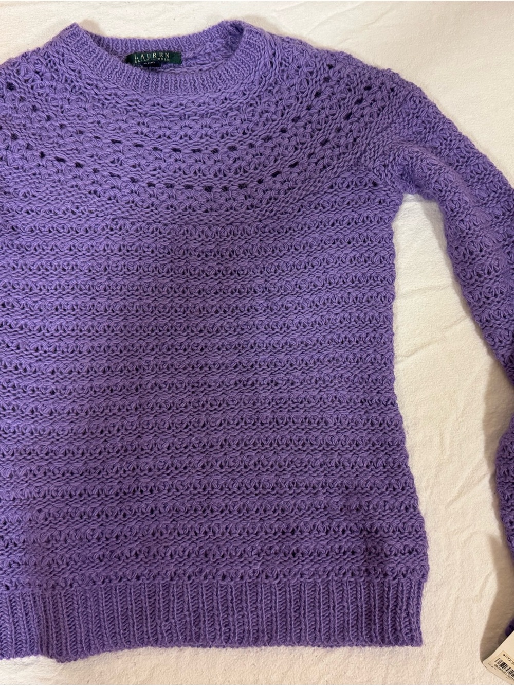 Ralph Lauren Lavender Crochet Crewneck Sweater